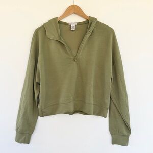 Better Together Olive Green Quarter Zip Pullover Sweatshirt Size L